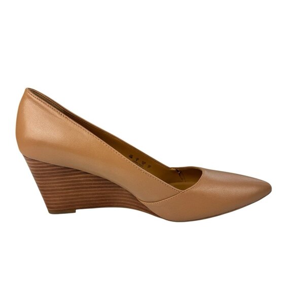 Franco Sarto Womens 10 M Frankie Brown Leather Wedge Pump Heels Shoes - Picture 6 of 9